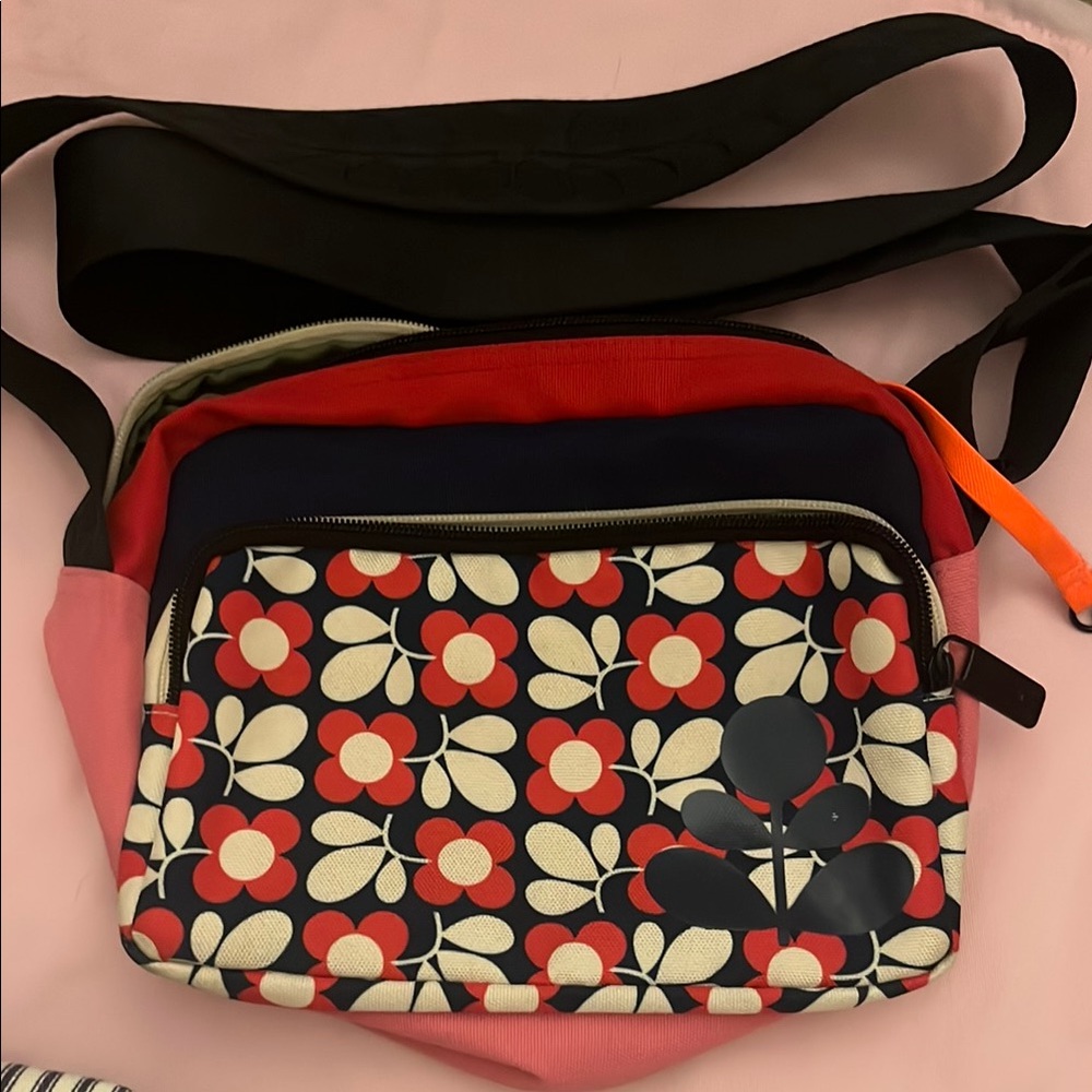Orla Kiely Red and Black Retro Crossbody Bag